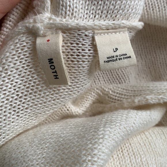 Anthropologie Moth Nevis Cream Fringe Wool Alpaca Cardigan size LP bohemian‎ - Picture 4 of 13